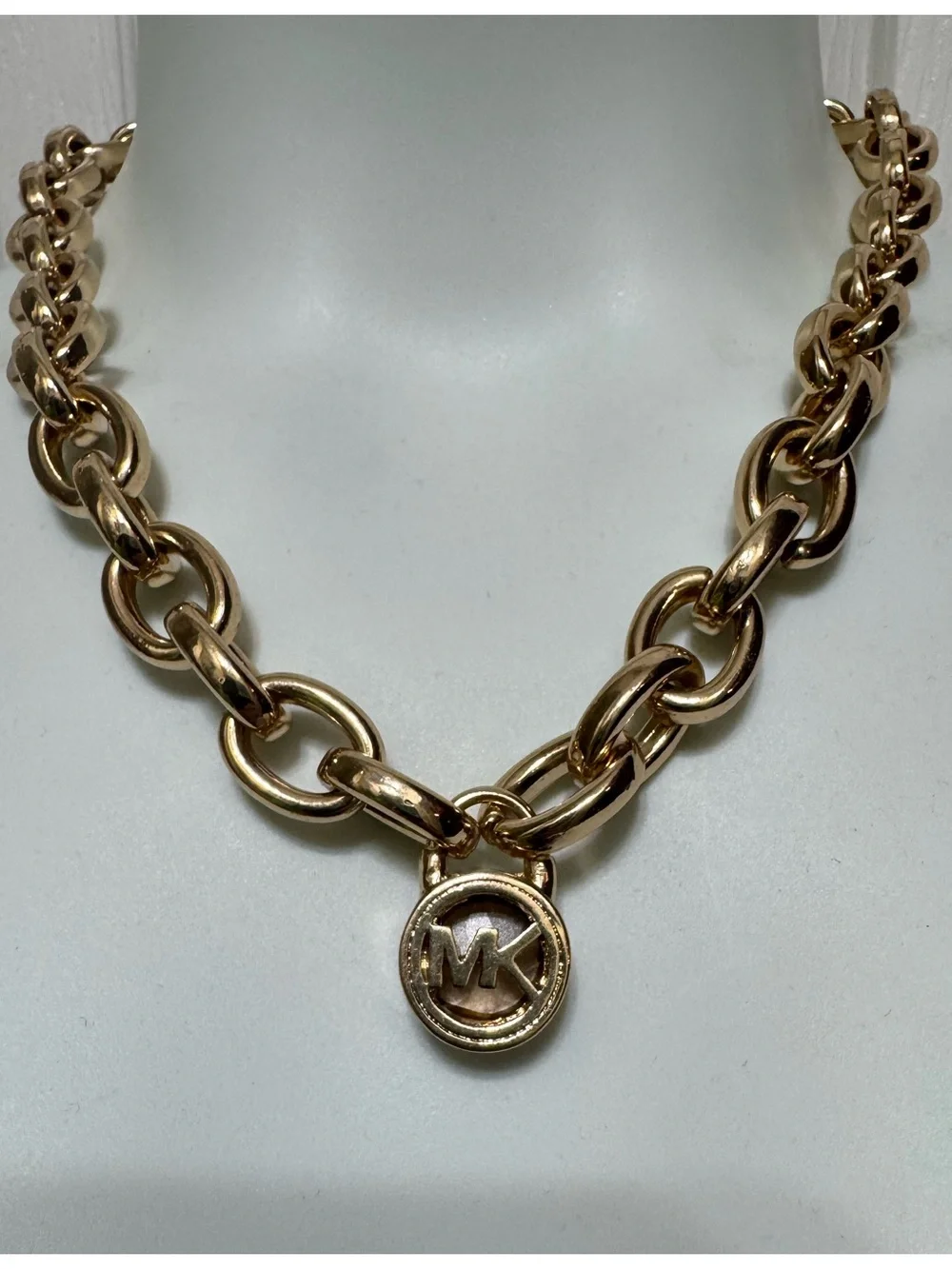 Michael Kors Logo Gold Tone Reversible Chunky Chain Link Necklace